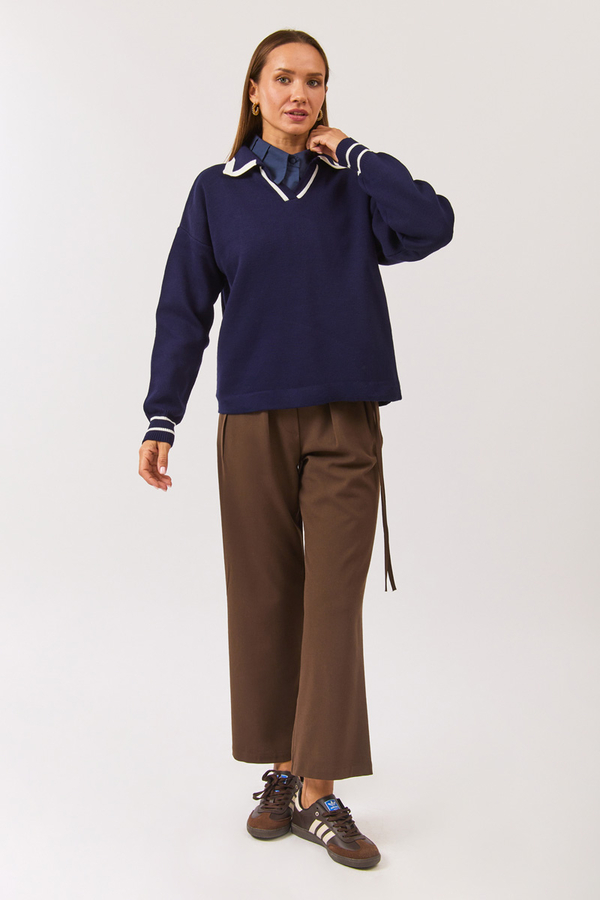 Plain Polo Sweater Navy - 5