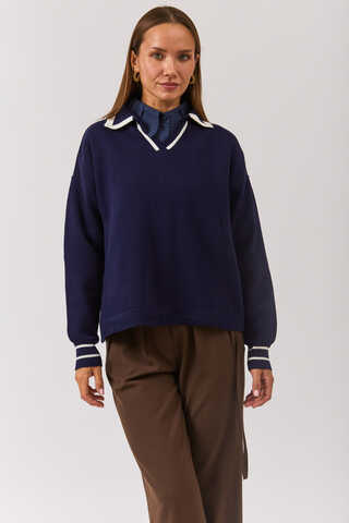 Plain Polo Sweater Navy - 9
