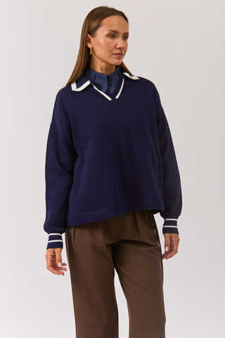 Plain Polo Sweater Navy - 10