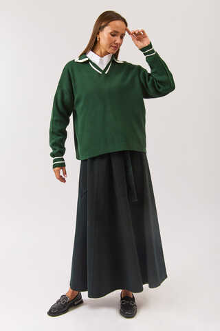 Plain Polo Sweater Petrol Green - 1