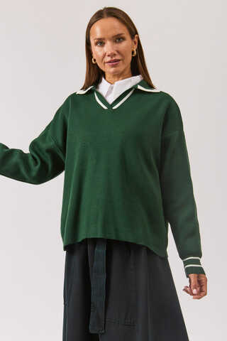 Plain Polo Sweater Petrol Green - 8