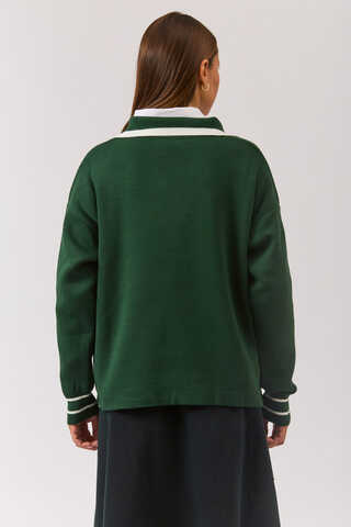 Plain Polo Sweater Petrol Green - 11