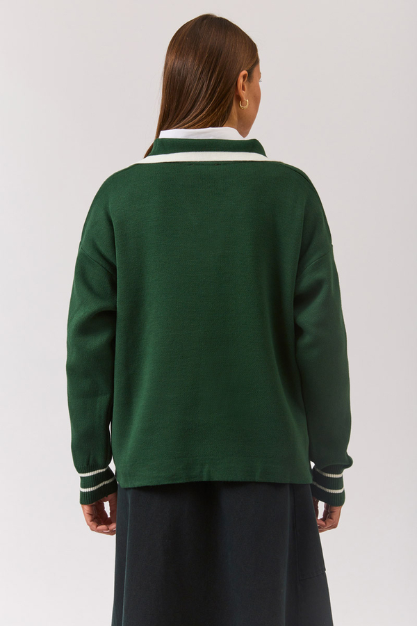 Plain Polo Sweater Petrol Green - 11