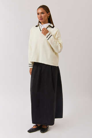 Plain Polo Sweater White - 10