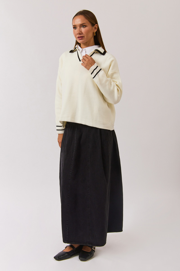 Plain Polo Sweater White - 10