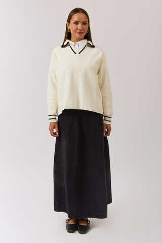 Plain Polo Sweater White - 5