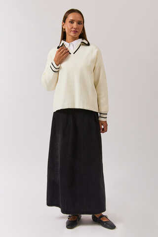 Plain Polo Sweater White - 1
