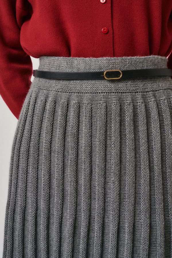 Pleated Knit Skirt Anthracite (1)