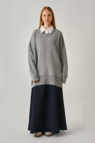 Pleated Knit Sweater Grey - 2