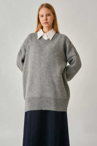 Pleated Knit Sweater Grey - 6