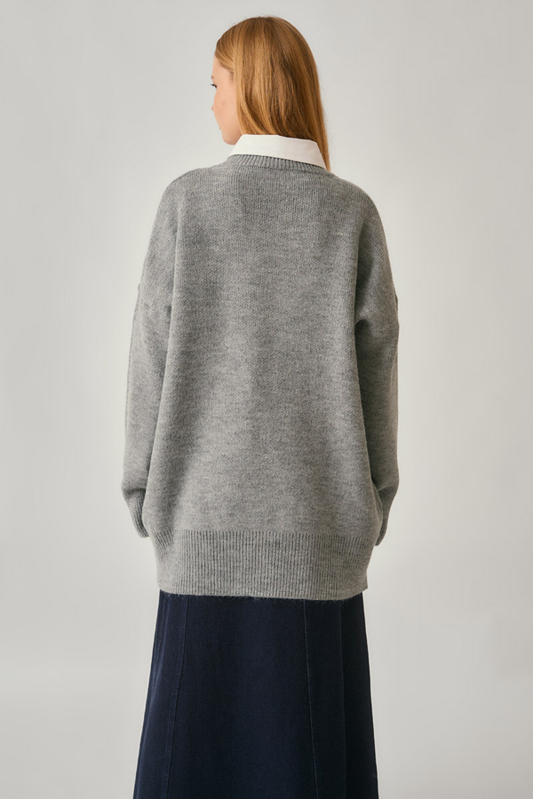 Pleated Knit Sweater Grey - 8