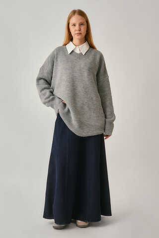 Pleated Knit Sweater Grey - 3