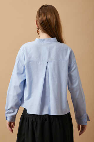 Pleated Short Shirt Baby Blue - 7