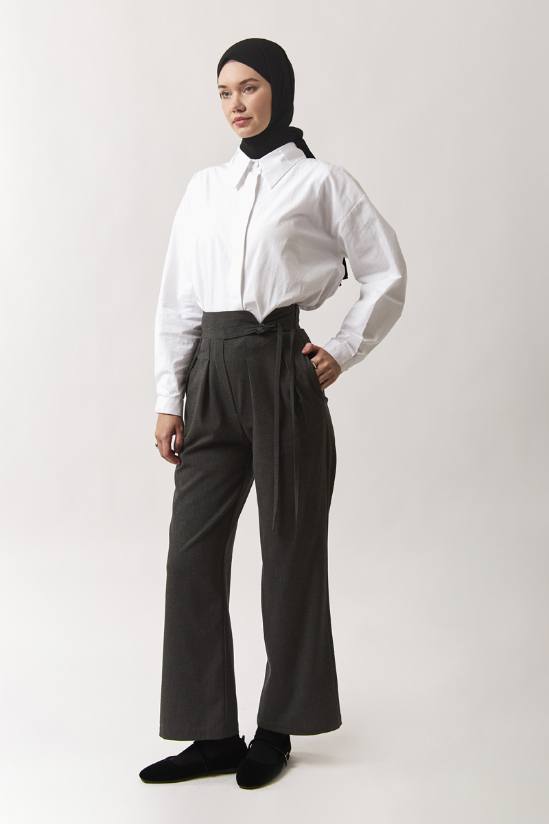 Pleated Waistband Trousers Anthracite