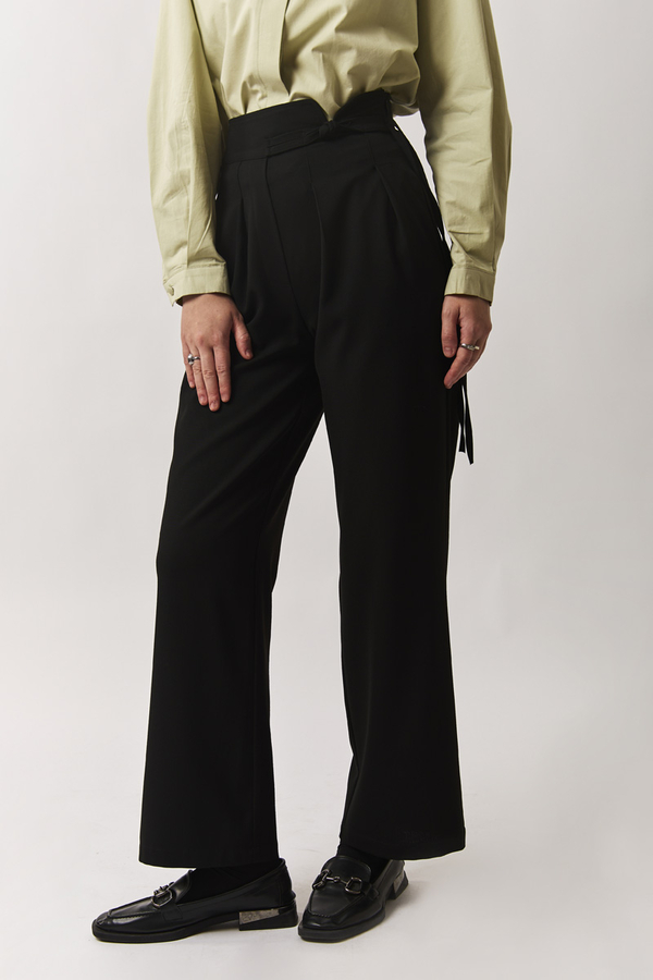 Pleated Waistband Trousers Black