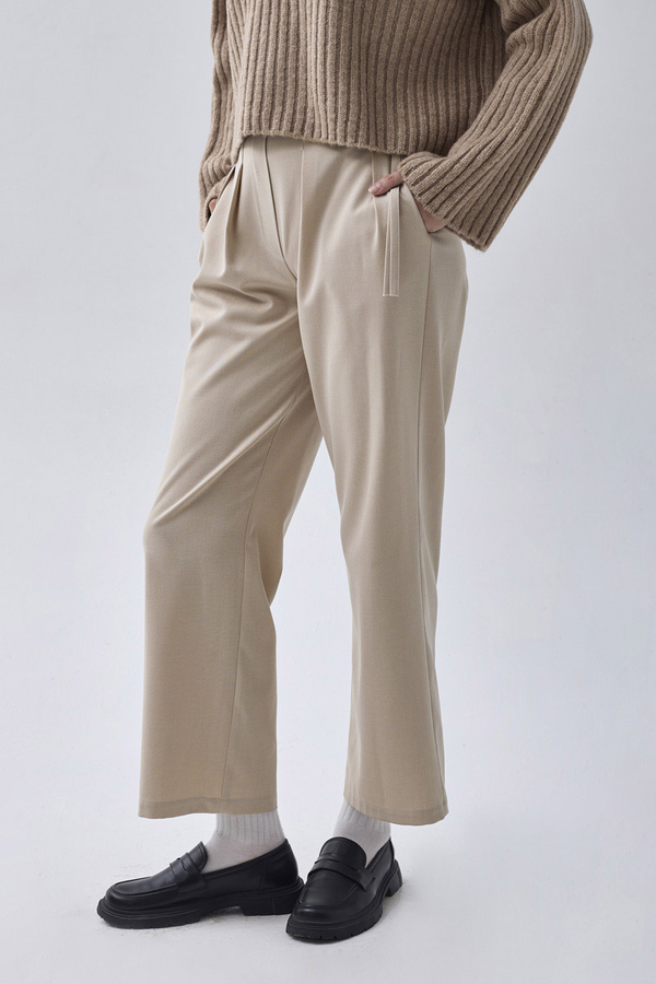 Pleated Waistband Trousers Stone (1)