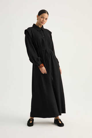 Polo Collar Dress Black - 6
