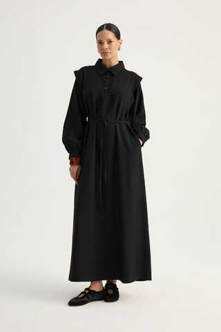 Polo Collar Dress Black - 9