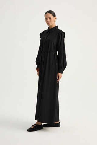 Polo Collar Dress Black - 10