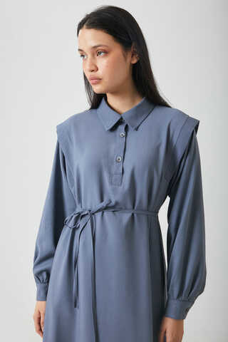 Polo Collar Dress Indigo - 2
