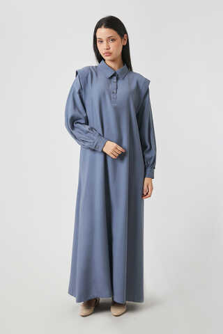 Polo Collar Dress Indigo - 11