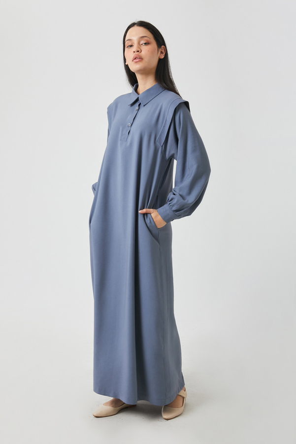 Polo Collar Dress Indigo - 12
