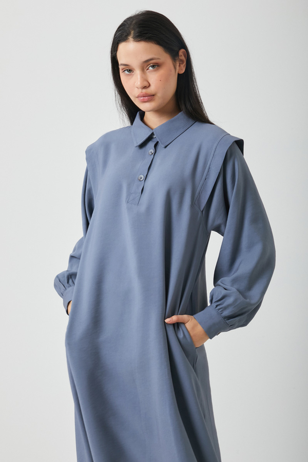 Polo Collar Dress Indigo - 13