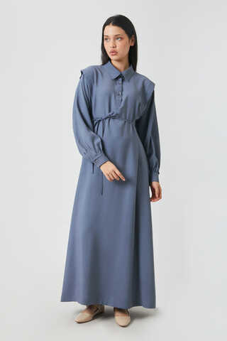 Polo Collar Dress Indigo - 1