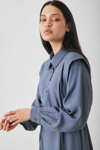 Polo Collar Dress Indigo - 5