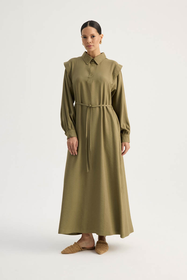 Polo Collar Dress Khaki