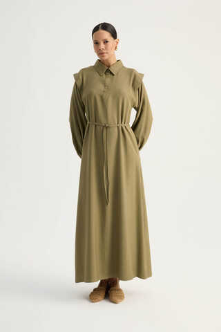 Polo Collar Dress Khaki - 3