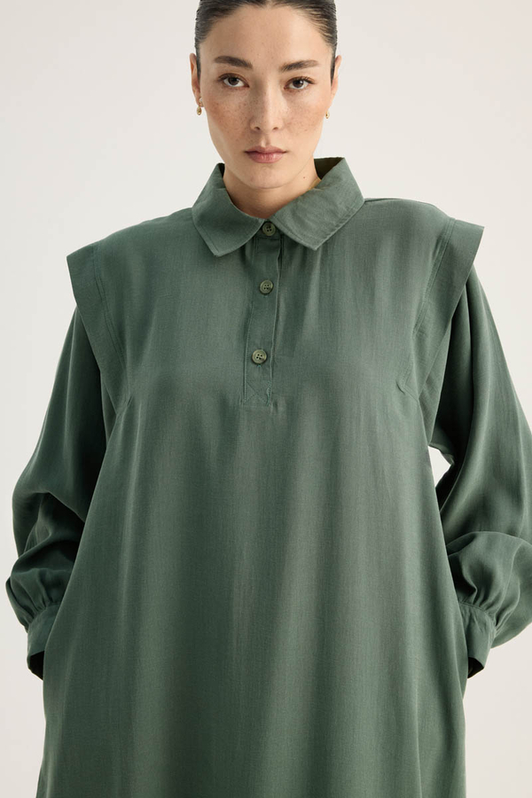 Polo Collar Dress Petrol - 1