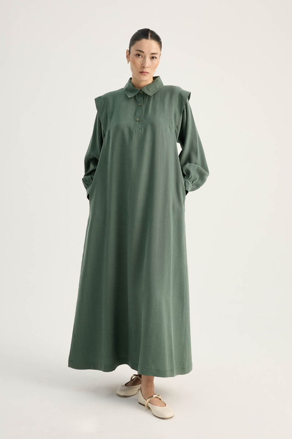 Polo Collar Dress Petrol - 2