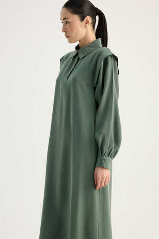 Polo Collar Dress Petrol - 9