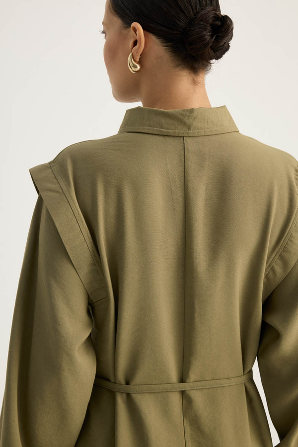 Polo Yaka Elbise Haki - 12