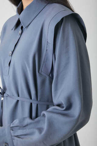 Polo Yaka Elbise İndigo - 10