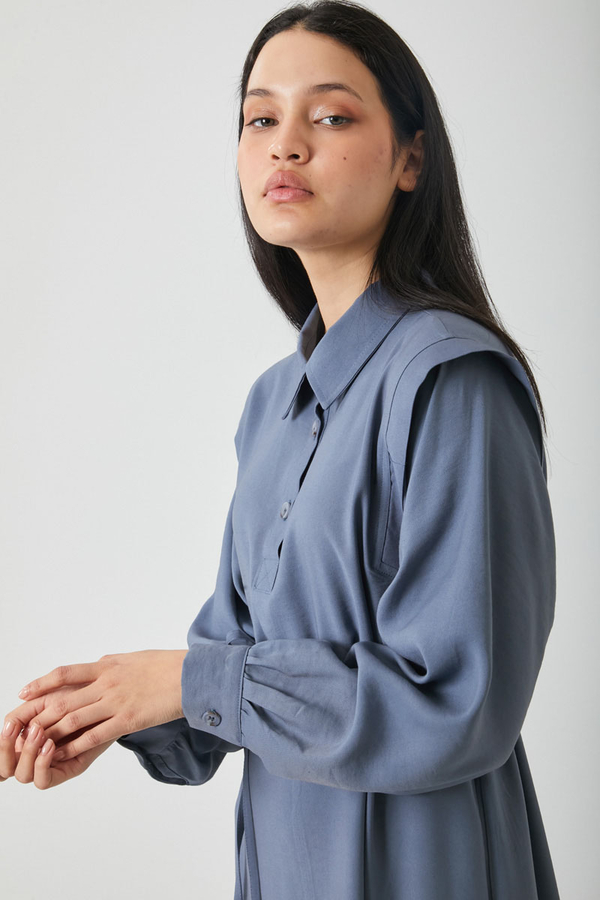 Polo Yaka Elbise İndigo - 5