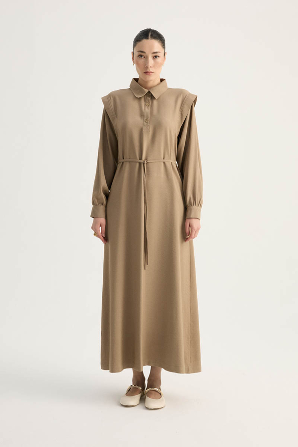 Polo Yaka Elbise Vizon - 3