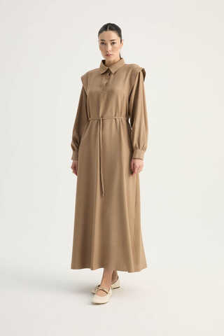 Polo Yaka Elbise Vizon - 1