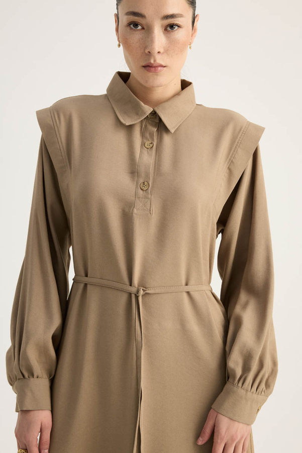 Polo Yaka Elbise Vizon - 6