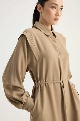 Polo Yaka Elbise Vizon - 9