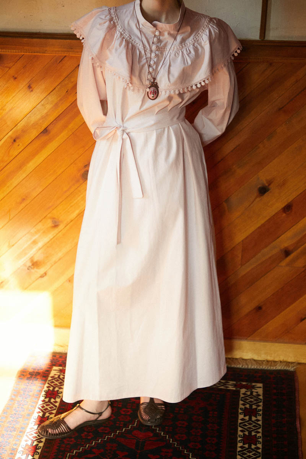 Robası Volan Detaylı Elbise Pudra - 5