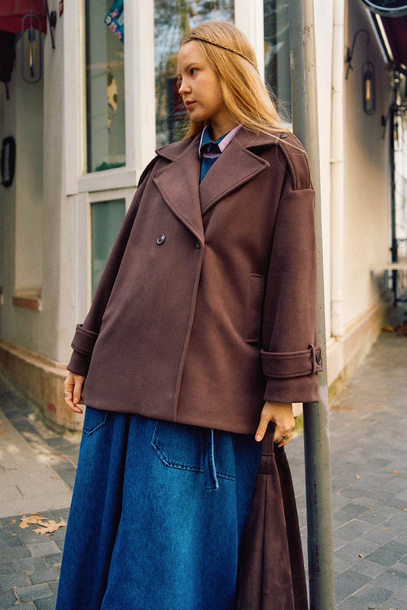 Premium Kısa Kaban Koyu Mürdüm