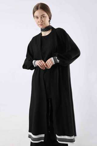 Ribanalı Abaya Takım Siyah - 2