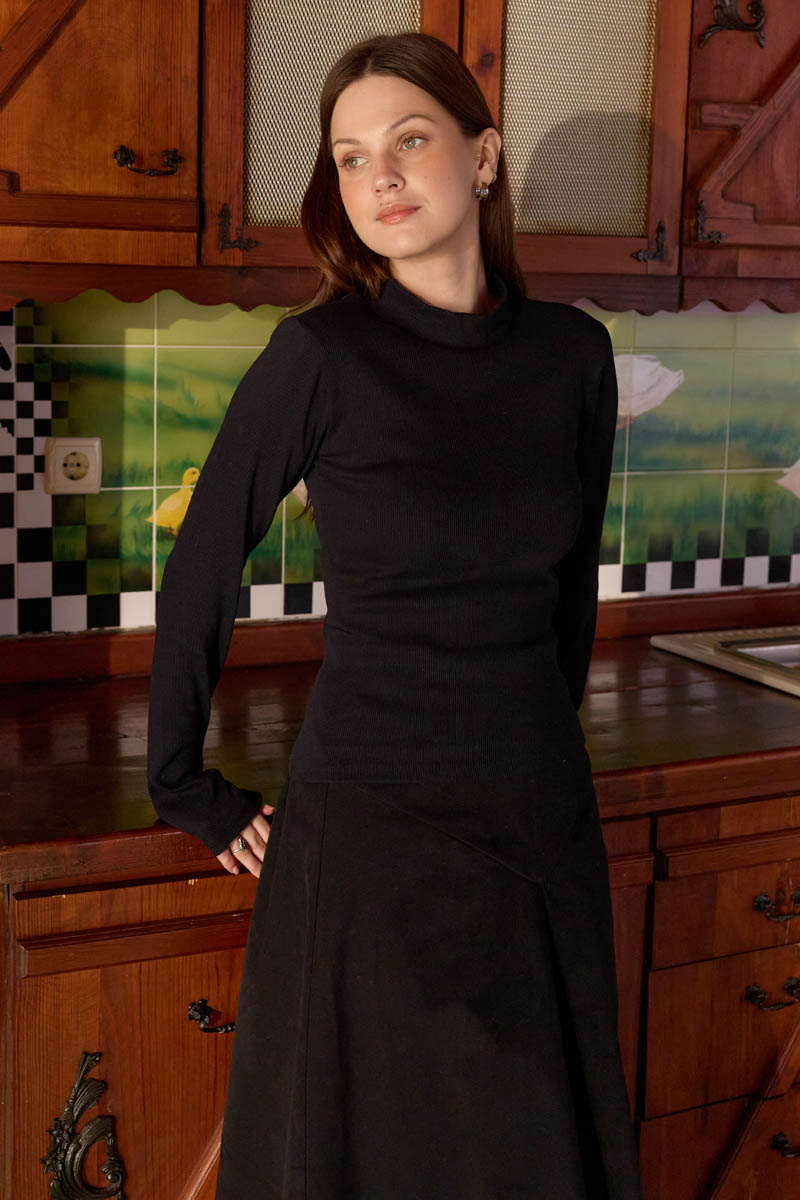 Ribbed Body Top Black