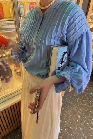 Ribbed Voile Shirt Blue - 6