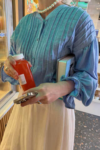 Ribbed Voile Shirt Blue - 1