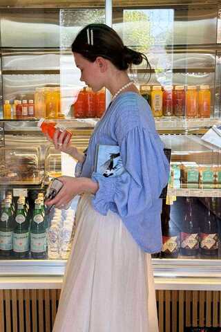 Ribbed Voile Shirt Blue - 2