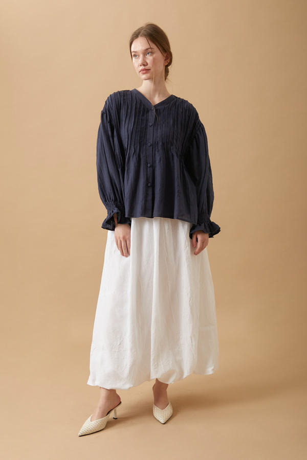 Ribbed Voile Shirt Navy Blue 