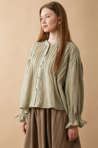 Ribbed Voile Shirt Stone - 11